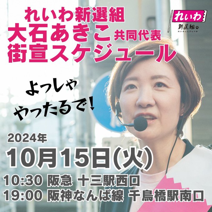 衆議院選挙2024 大石あきこ街宣スケジュール